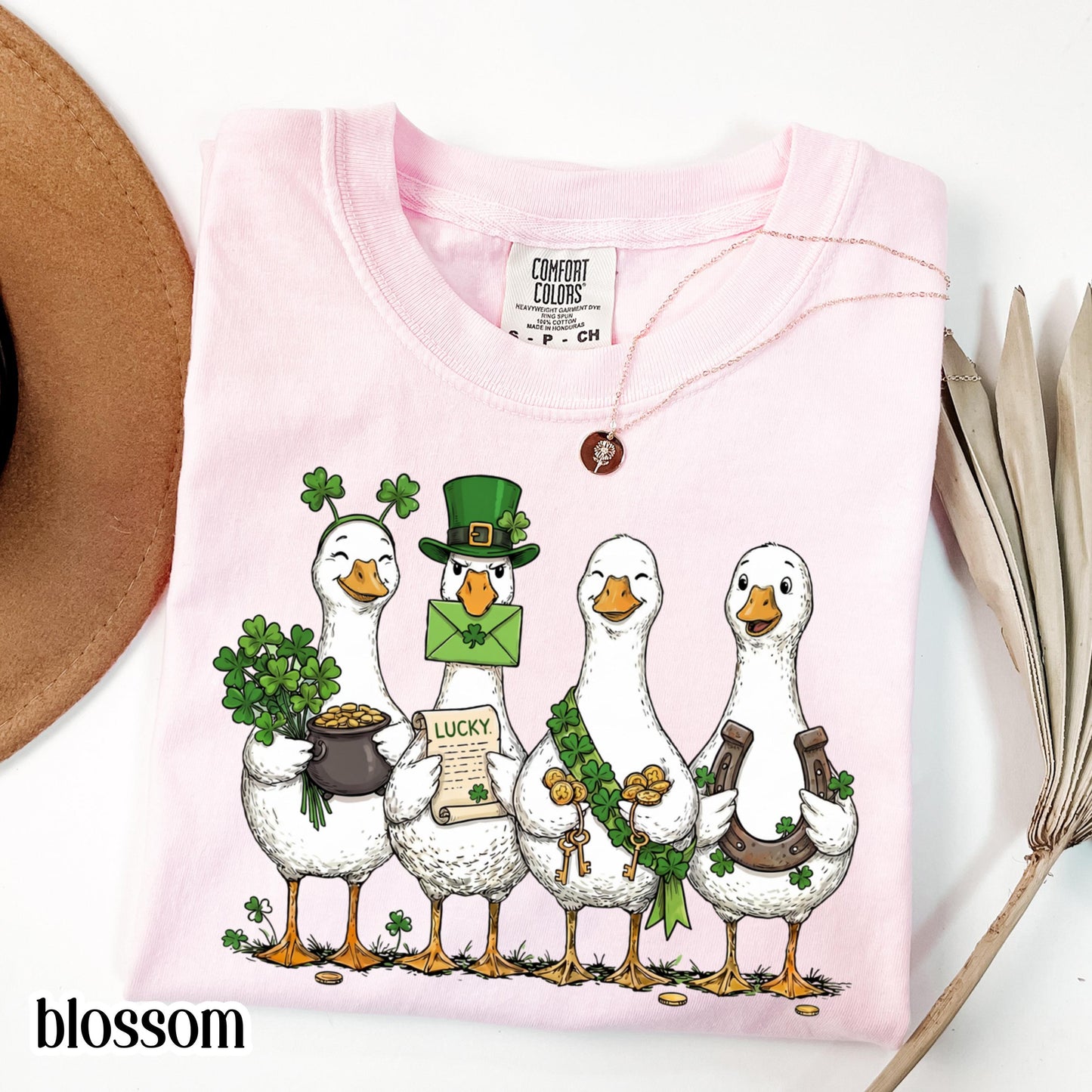 St Patricks Day Goose Comfort Colors Shirt Lucky Shamrock Tshirt Silly Saint Patrick's Party Tee Four Leaf Clover