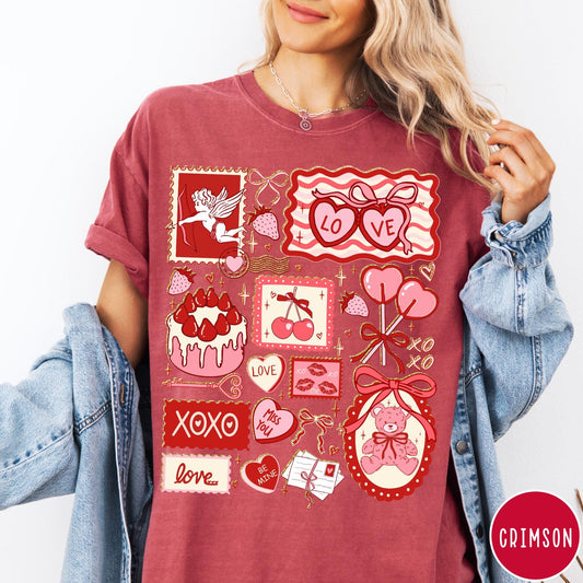 Valentine's Vintage Cards Comfort Colors® T-Shirt - Valentine Card Tee - Women's Trendy Tshirt