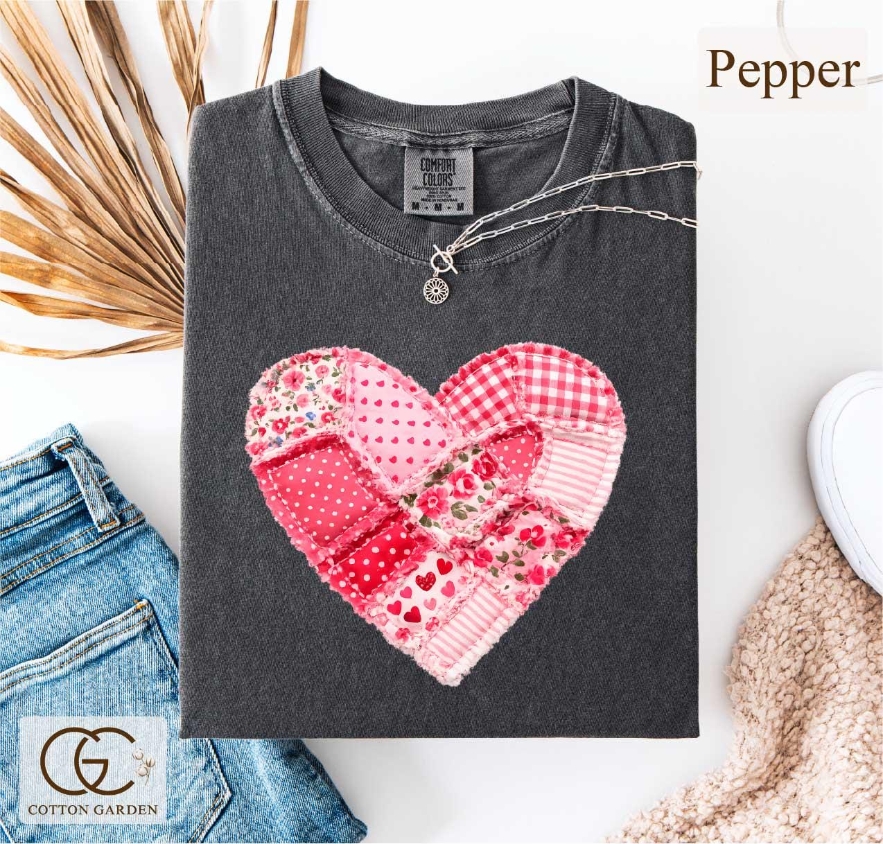 Valentine Patchwork Heart Comfort Colors Shirt, Love Aesthetic T-shirt, Cute Romantic Gift Tee, Quilter Valentine Top, Cottogecore Faux Tee