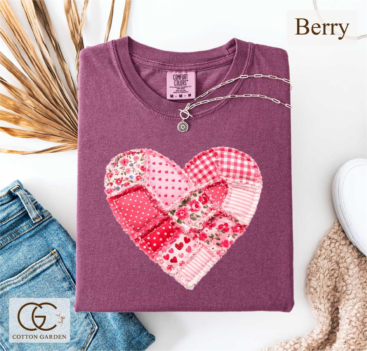 Valentine Patchwork Heart Comfort Colors Shirt, Love Aesthetic T-shirt, Cute Romantic Gift Tee, Quilter Valentine Top, Cottogecore Faux Tee