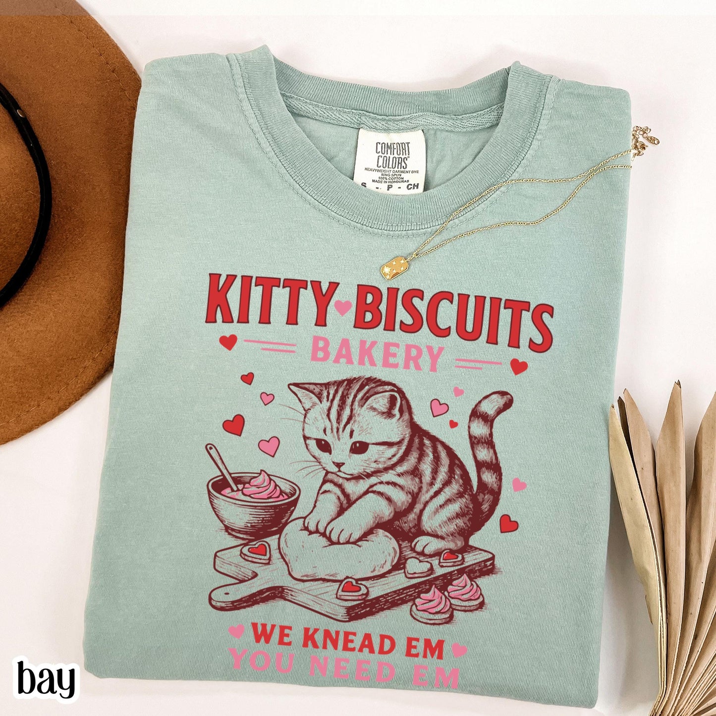 Valentines Cat Comfort Colors Shirt Kitty Biscuits Bakery T-Shirt Funny Vday Cat Lover Tee Cute Kitten Baking Cookies Love Tshirt Girlfriend