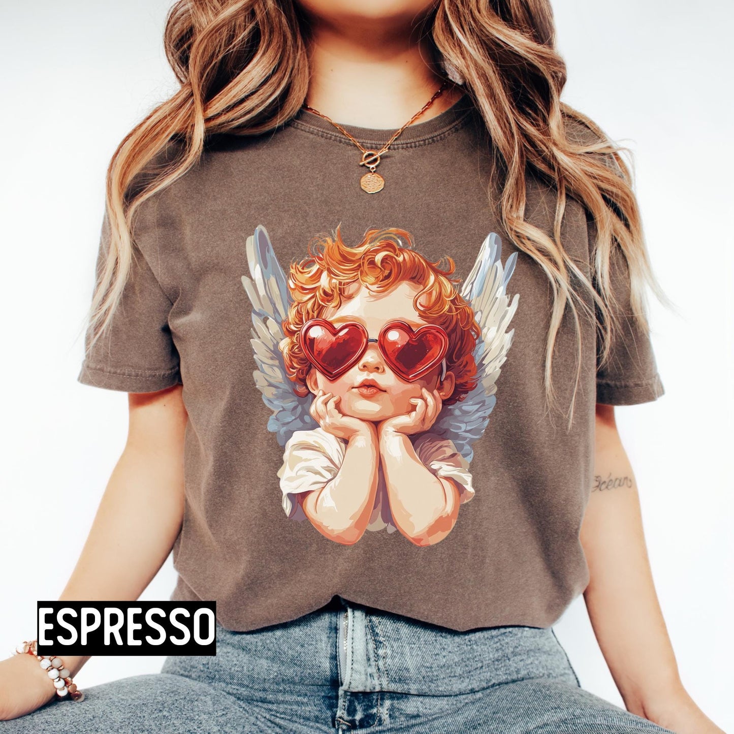 Vintage Cupid Valentine's Day Shirt, Bootleg Valentine, Retro Angel Shirt, Cherub Graphic Tee, Comfort Colors®, Valentines Day T-Shirt